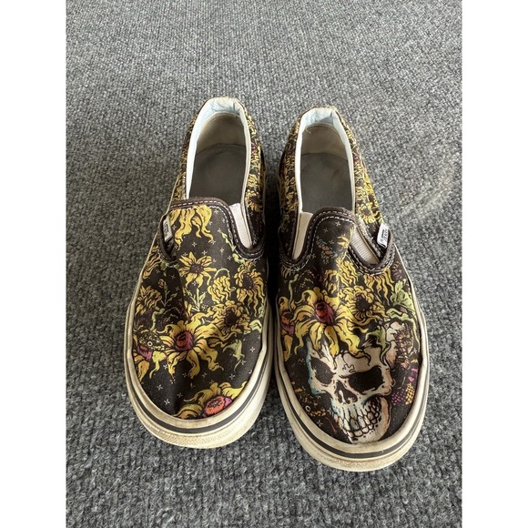 Vans Other - Vans Classic Beauty Skull Slip Ons Sunflowers Skate Mens 4 Women's 5.5. #3-3